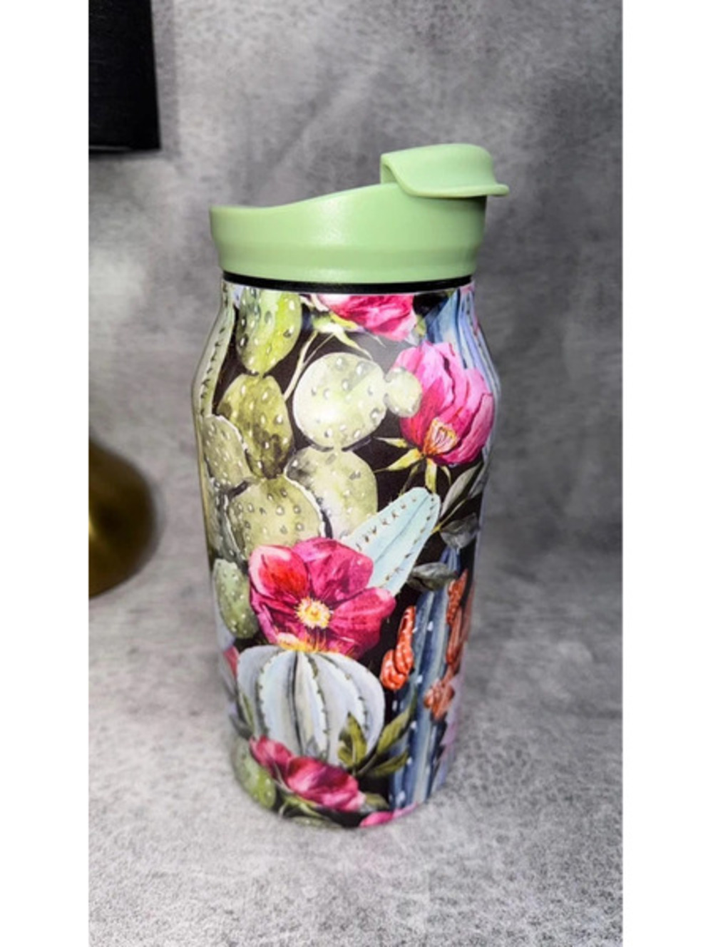 New XL Cactus Floral Stainless Steel Insulated Travel Tumbler Mug Green  Lid